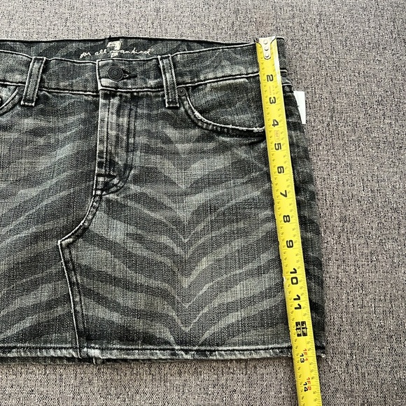 7 for all mankind denim mini skirt zebra black size 26 - Picture 6 of 7